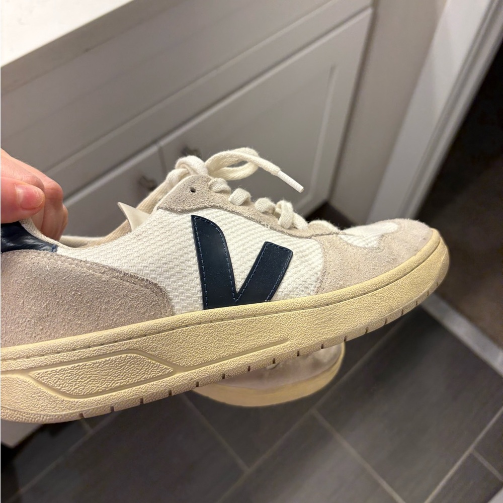 Veja Cream and Navy Casual Sneakers